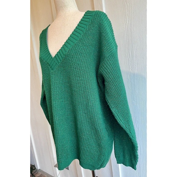 Objectivity Green Metallic Sweater XL Vintage 1980's - Picture 4 of 7